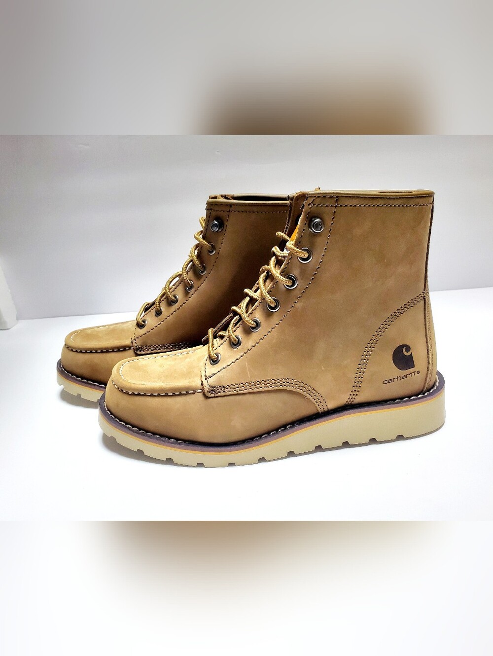 Carhartt Women's 6-inch Leather Moc Toe Wedge Work Boots Size 7½ (FW6022-W)